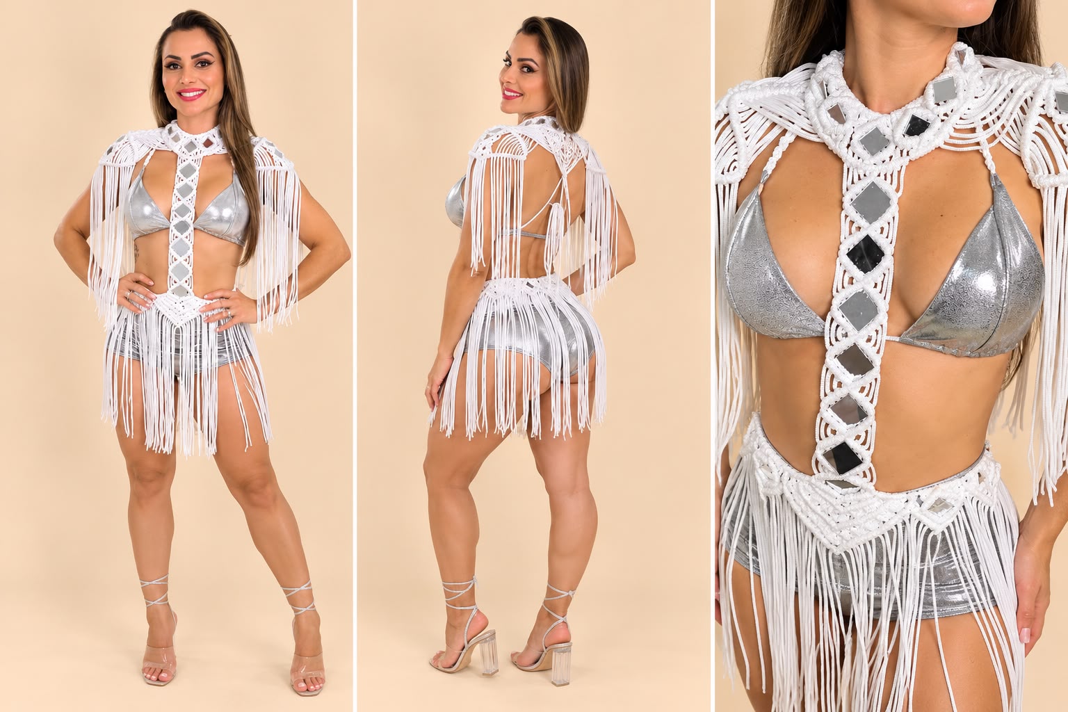 look prateado com detalhes brancos — Legani